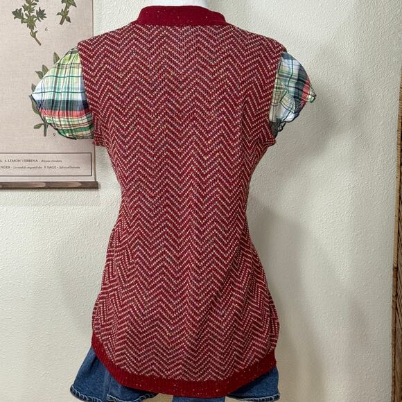 Vintage 70s 80s Tweed Open Sweater Vest Whimsy Twee Retro Cottage Prairie M - Picture 3 of 6